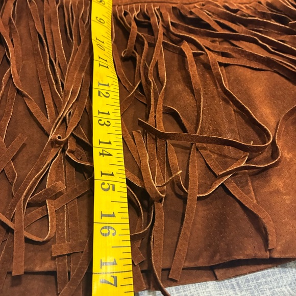 1970s Brown Suede Fringe Jacket Cropped Western Boho Leather Festival Women’s L - Picture 16 of 16